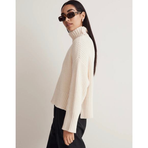 Madewell Antique Cream Wide Rib Turtleneck Sweater NWT Size XXS - Picture 1 of 10